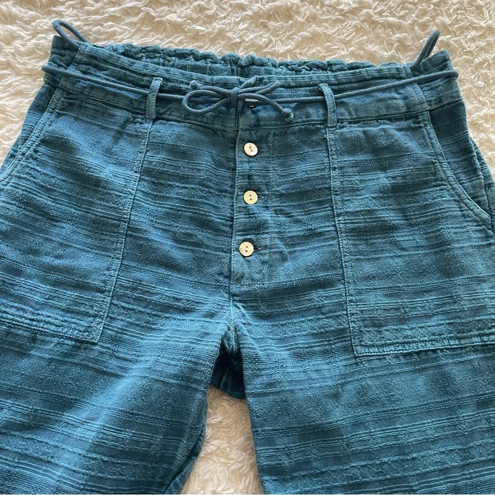 Sundance Teal Blue Textured Pull-On Pants